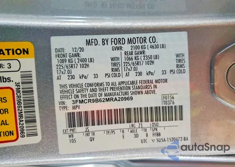 2021 Ford Bronco Sport Big Bend z USA, uszkodzony, nr VIN 3FMCR9B62MRA20969